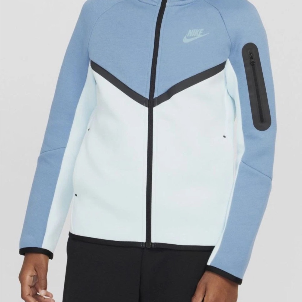 Nike Tech Light Blue, White & Black Zip-Up Sports Jacket